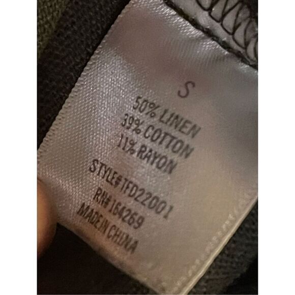 Blue Rain Army Green size S linen blend wide leg capris - Picture 5 of 6